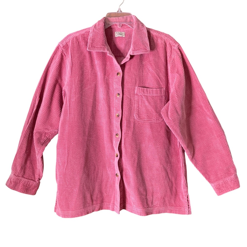 L.L.Bean Comfort Corduroy Shirt Jacket Shacket Dusty Rose 100% Cotton Size L/XL
